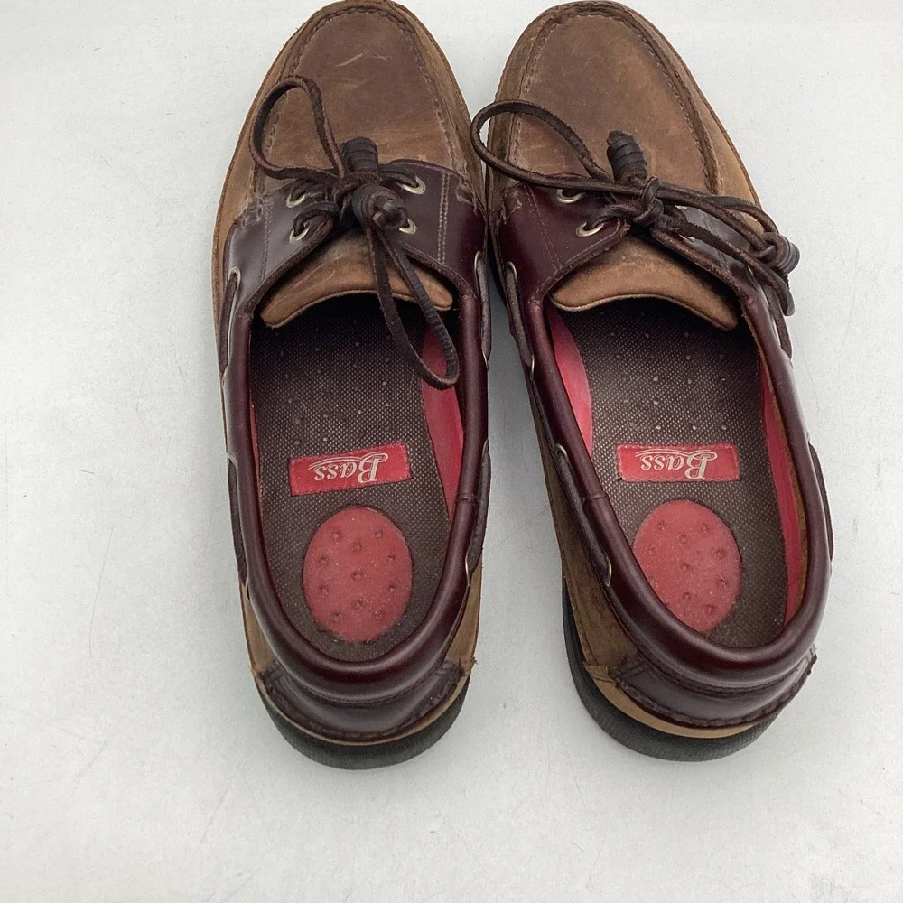 Bass Harry‎ II Mens 10.5 M Brown Leather Boat Shoes Loafers 1670-230 Deck Shoes